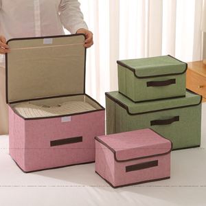 Boîte de rangement pliable pour vêtements, panier organisateur de garde-robe, boîte de rangement pour vêtements en tissu non tissé avec couvercle - Product Image 1
