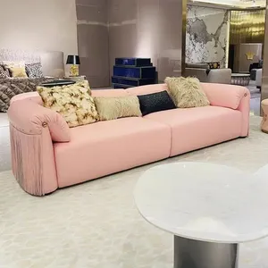 Modern İtalyan tarzı Villa lüks deri ve ahşap salon koltuk takımı için ev ve spor salonu mobilya kesit kanepe oturma odası için