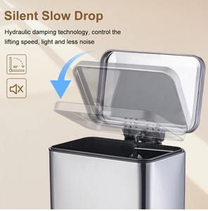 Tùy Chỉnh Kích Thước 10/20L Trong Nhà Rác Bộ Sưu Tập Hình Chữ Nhật Thép Không Gỉ Tái Chế <span class=keywords><strong>Bin</strong></span> Nhà Đạp Thùng Rác Có Thể Cho Nhà Bếp - Product Image 5