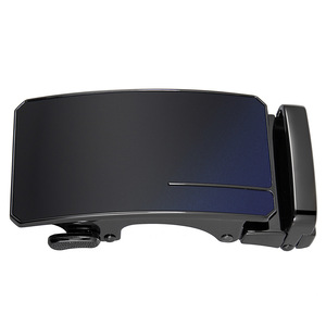 Hebilla de Cinturón Automática para Hombre, Tipo Placa, con Recubrimiento de Aleación, Estilo Formal, Negra con Detalles Azules - Product Image 4