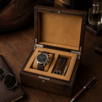 Boîte à montre de luxe en bois à fente unique, finition noyer, coussin en daim amovible, étui cadeau pour montre, personnalisation de marque OEM