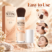 Poudre fixante SPF 50 8g, poudre visage mate anti-brillance avec pinceau intégré, légère, waterproof, longue tenue, 8g