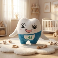 Peluche personnalisée en forme de personnage dentaire, poupée en peluche OEM ODM, figurine en peluche douce avec salopette bleue, idéale pour un cadeau