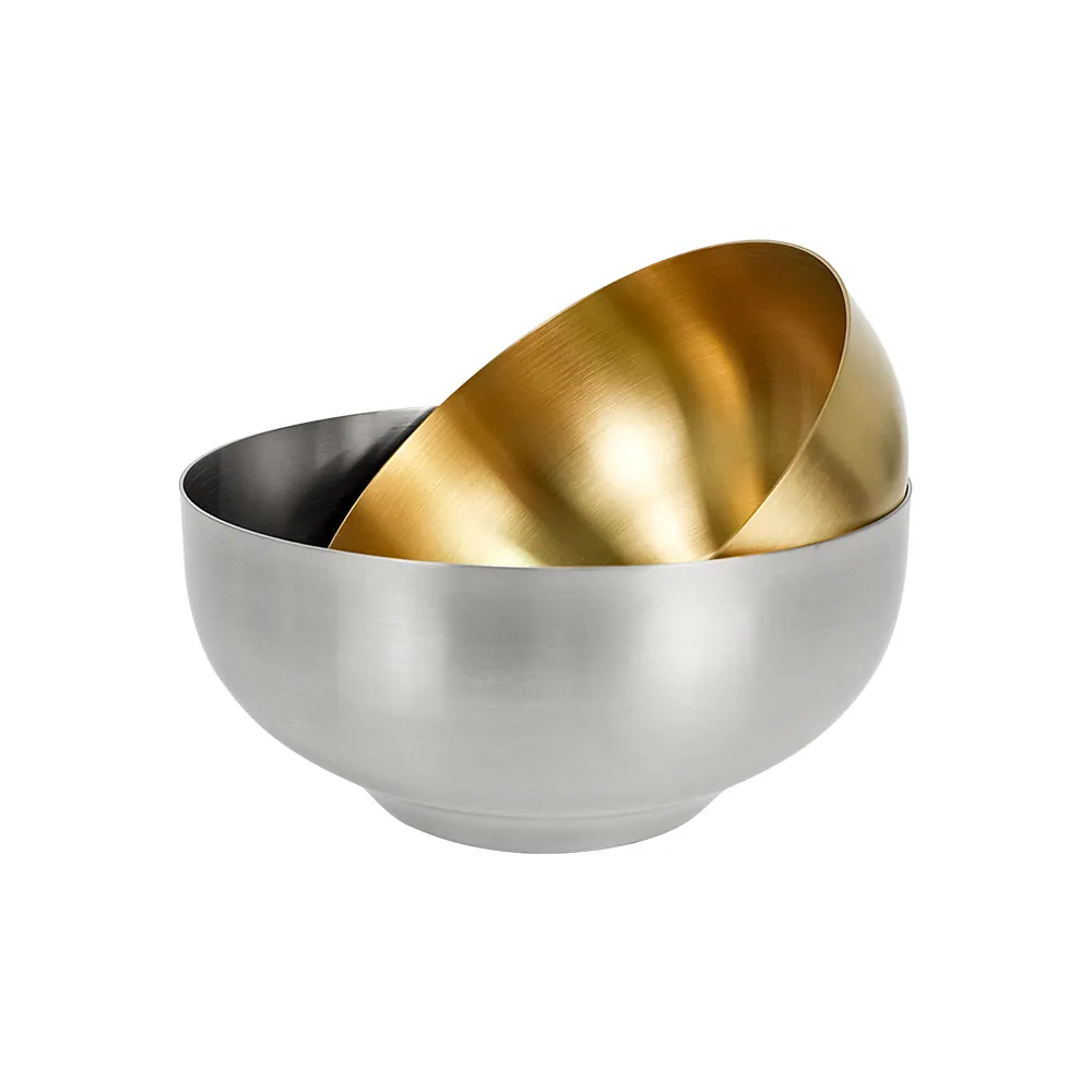 LIHONG Factory Wholesale Single Wall Insulated Serving Food Bowls Metal Stainless Steel Snack Rice Soup Fruit Bowls Gold/Silver