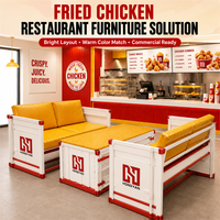 Ensemble de mobilier de restaurant moderne et durable pour poulet frit, style conteneur, avec banquette et table pour fast-food et restauration rapide (QSR)