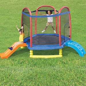Nhà sản xuất Unisex 7ft nhảy tập thể dục mini trẻ em Trampoline ngoài trời Kid thang Trampoline trượt với Net - Product Image 2