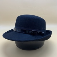 Personnalisé de haute qualité femmes ceinture laine feutre casquette uniforme de sécurité casquette officier noir défilé chapeau melon