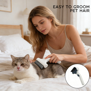 Brosse de toilettage pour animaux de compagnie améliorée, auto-nettoyante à une touche, pour chats et chiens à poils longs - Product Image 6