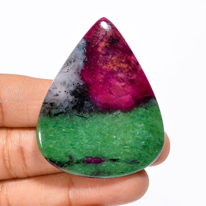 100% Natural <b>Ruby</b> Zoisite All Mix Shape Cabochon Gemstone 125 Ct. 50X40X5 mm IK-267 FAIJAN GEMS Third Party Certified Pendant - Product Image 2