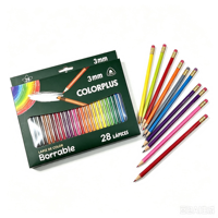 Crayons de couleur effaçables en plastique sans bois de 7,5 pouces, mine de 3 mm, triangulaires, EN71, Lapiz De Color, pour fournitures scolaires, dessin pour enfants