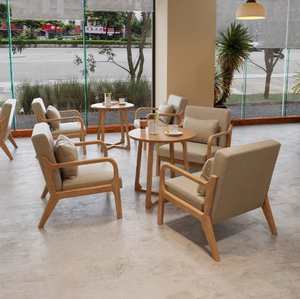 Juego <span class=keywords><strong>de</strong></span> Muebles <span class=keywords><strong>de</strong></span> Comedor Estilo Nórdico, Sillón <span class=keywords><strong>de</strong></span> Madera Maciza y Sofá <span class=keywords><strong>de</strong></span> Cuero - Product Image 4