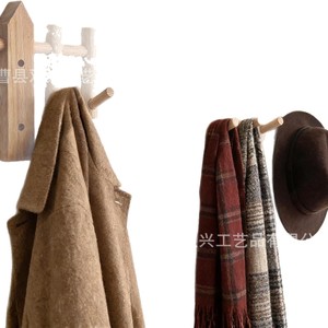 Wooden Wall Mounted <b>Coat</b> Rack Solid <b>Wood</b> <b>Hooks</b> For Clothes Keys Storage Rectangle Durable Entrance Rack - Product Image 1