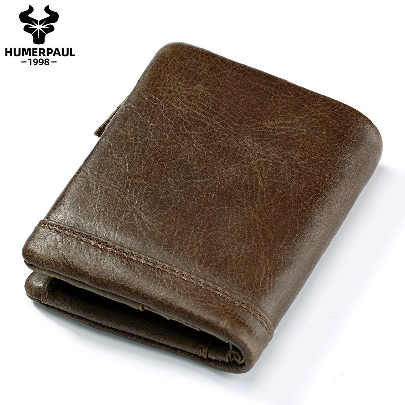 HUMERPAUL Genuine Leather Men's Bifold RFID Wallet – Zipper Coin Pocket & Card Holder - View 2