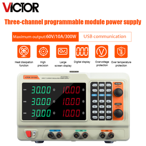 VICTOR 33010AC 30605AC แหล่งจ่ายไฟแบบตั้งโต๊ะ DC แบบตั้งโปรแกรมได้สามช่องสัญญาณ พร้อมระบบป้องกันหลายระดับ การสื่อสารผ่าน RS232 RS485 และ USB - Product Image 1