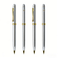 Stylos à bille en métal argenté en gros, stylos à bille promotionnels avec logo, stylo en métal pour hôtel avec logo personnalisé