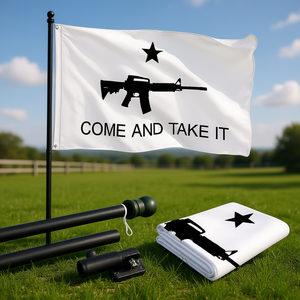 Bandera de rifle G128 de 3x5 pies con mástil giratorio antienredos de 6 pies, bandera de poliéster negra impresa para uso en exteriores - Product Image 2