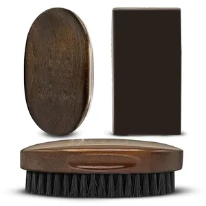 最高品質の毛ひげブラシ男性用化粧クリーニングロゴ木製櫛黒ブラシ男性用ひげブラシ