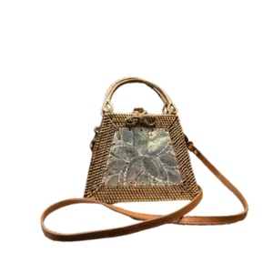 Calidad Premium auténtico Lombok tejido a mano Ketak ratán tradicional Shell motivo mimbre artesanías correa de cuero triángulo Shell bolsa - Product Image 2