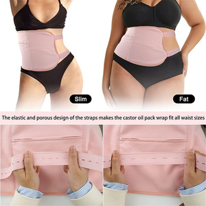 Cinturón reutilizable para el cuidado abdominal con aceite de ricino, cinturones de soporte para la cintura de algodón y elastano para protección en el hogar para mujeres, color caqui, rosa, blanco y negro - Product Image 5