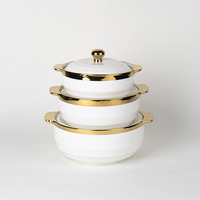 L'usine de Chaozhou en chine vend des ustensiles de cuisine en porcelaine et des marmites à soupe à bordure dorée