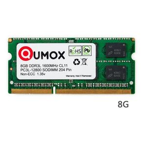 QUMOX 8 GB 204 Pin DDR3L-1600 SO-DIMM (1600Mhz, PC3L-12800S, CL11, 1.35V, Low Voltage) Laptop - Product Image 1
