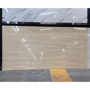 Comptoir en surface solide TMZ pour salle de bain et cuisine modernes, 6040, travertin romain, quartz Calacatta, poli, grande dalle, design 3D - Product Image 4