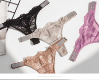 Factory Love Secret String transparent à strass pour femme, style bikini, avec dentelle fantaisie