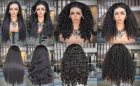 Perruque brésilienne en dentelle frontale 13*4, 50% cheveux humains, boucles birmanes, douce, naturelle, mélange synthétique, vente en gros