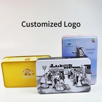 Boîte alimentaire rectangulaire en métal avec logo personnalisé, boîte à biscuits en métal, emballage cadeau de luxe pour bonbons avec couvercle amovible, faible MOQ