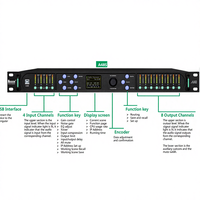 Processeur audio numérique professionnel Nuoxun A48S 4x8 avec filtre FIR, échantillonnage 96 kHz, éclairage LED et construction métallique