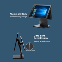 Sistema POS Táctil Ultra Delgado de Aluminio Negro de 15.6 Pulgadas, Nuevo Diseño Moderno Todo en Uno, Caja Registradora I5/RK3576 para Tiendas Minoristas