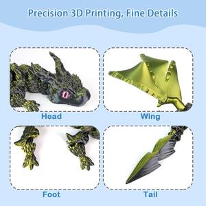 Jinccai Ornement Dragon Long Bao en Plastique Imprimé en 3D, Jouet Éducatif et Cadeau Thème La Reine des Neiges pour les Amateurs d'Animaux de 4 à 12 Ans et Plus - Product Image 3