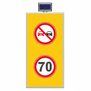 Panneau solaire 'Interdiction de dépassement - Limite de vitesse 70' 100 x 175 cm en matériau PC réfléchissant 5 mm LED 12V Modèle Ileritraffic 11716 S-LD - Product Image 2