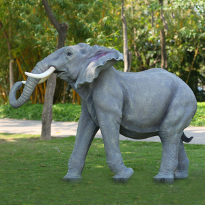 Scultura Personalizzata in Vetroresina a Grandezza Naturale <span class=keywords><strong>di</strong></span> <span class=keywords><strong>Elefante</strong></span> e Giraffa Safari, Dipinta a Mano, Impermeabile, Ornamento Artistico per Decorazione Giardino - Product Image 6