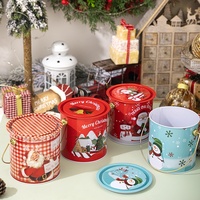 Boîte de rangement ronde en fer portable pour Noël, avec couvercle, pour enfants, recyclable, écologique, boîte cadeau rouge pour l'emballage de bougies artisanales
