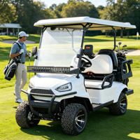 Voiturette de golf électrique avec rangement arrière supplémentaire, batterie lithium 72V, pare-soleil extérieur personnalisé, moteur 7KW, 4 places