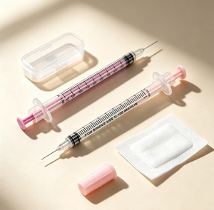 Seringues à insuline <span class=keywords><strong>ultra</strong></span>-fines 31G roses, 0,5 ml et 1 ml, jetables, stériles, injection indolore, 100 pièces/boîte - Product Image 1