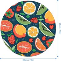 Tapis de souris à motif de fruits Tapis de bureau avec base en caoutchouc antidérapant Tapis de souris rond de jeu imperméable à l'eau Tapis de bureau circulaire