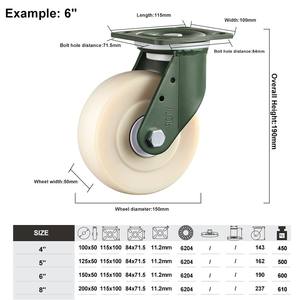 Hersteller von Lenkrollen Nylon Rollen YTOP Heavy <span class=keywords><strong>Duty</strong></span> <span class=keywords><strong>Caster</strong></span> Wheels branco Rodas Giratórias Rodas industriais - Product Image 2