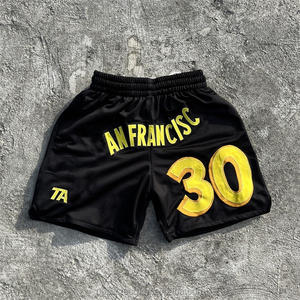 Fabricant Short en maille taille élastique 5 pouces pour hommes Short de basket-ball lourd avec logo brodé personnalisé - Product Image 1