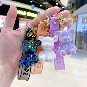 Tùy chỉnh Electroplated nhựa gấu Búp bê mặt dây chuyền Túi Mặt dây chuyền xe vòng chìa khóa dễ thương bạo lực gấu Keychain - Product Image 2