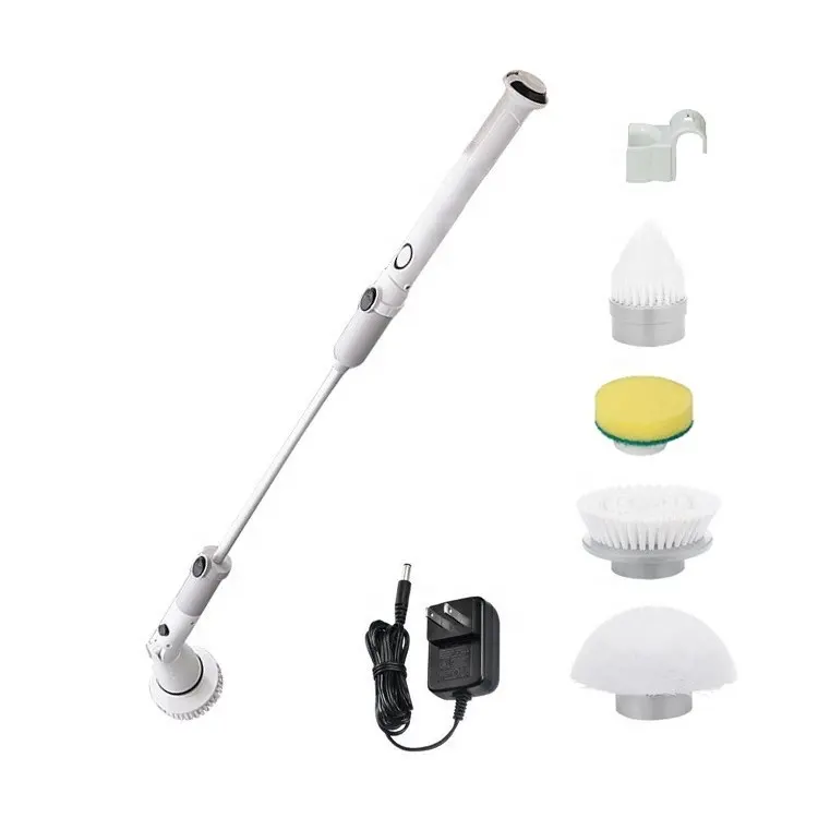 Multi-functional Wireless Electric Spin Scrubber Cleaning Brush Long Handle Bathroom Floor Tiles Cleaning Tool
