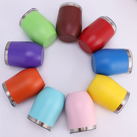 Großhandel Doppel wand 12oz Edelstahl Isolierte pulver beschichtete Eierform Tasse Kaffeetasse Bier becher mit Deckel