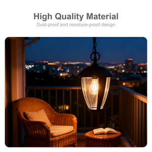 Đèn thả trần sân vườn chất liệu nhựa, chụp đèn thủy tinh đen bán chạy nhất của nhà sản xuất, chân đèn LED <span class=keywords><strong>E27</strong></span>, đạt chuẩn IP44 - Product Image 5