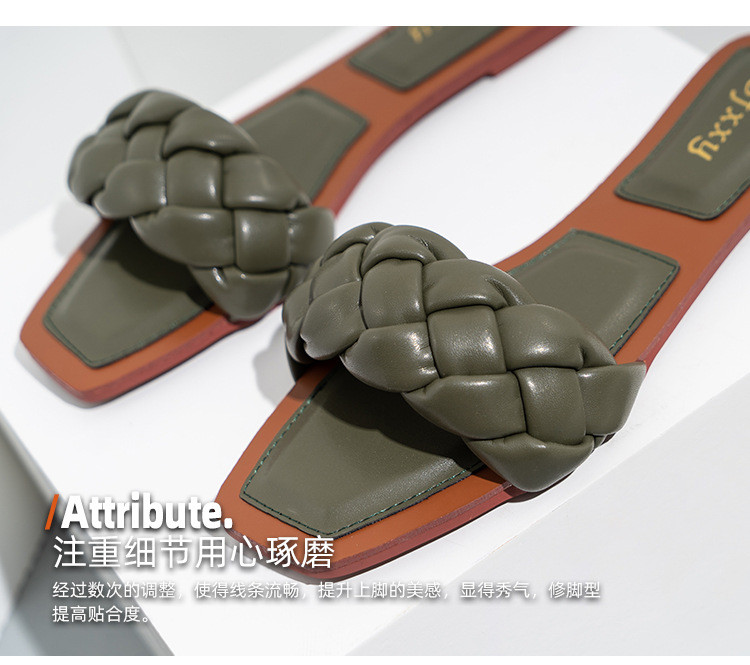 Ladies Slides Slippers Casual PU Shoes Summer Outside Beach Shoes Twist Flat Sandals Women