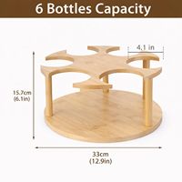 Support de rangement rotatif moderne en bambou pour six bouteilles de sirop avec base antidérapante et rotation à 360° °   Station de café rotative