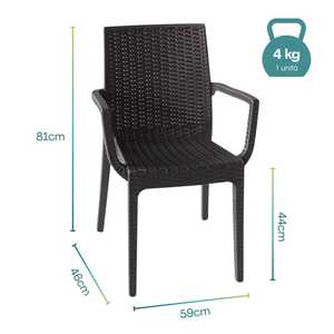 Set Tavolo da Giardino con 4 Sedie in Plastica Rigida Effetto Rattan Antracite Quadrato 79x79 Pollici Arredamento da Esterno - Product Image 2