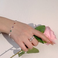 Bracelet coloré en argent sterling 925 arc-en-ciel, diamant, CZ, bracelet à maillons avec breloques, cadeaux délicats, vente en gros