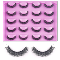 10 paires de faux cils en vison synthétique naturel et moelleux, cils 3D superposés, bande noire douce, pour maquillage quotidien et revente MIX02