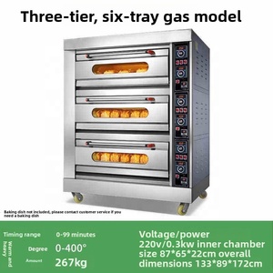 Four à gaz et électrique commercial multi-niveaux, four de cuisson 3/6 plateaux, équipement de boulangerie à commande mécanique avec garantie d'un an - Product Image 3